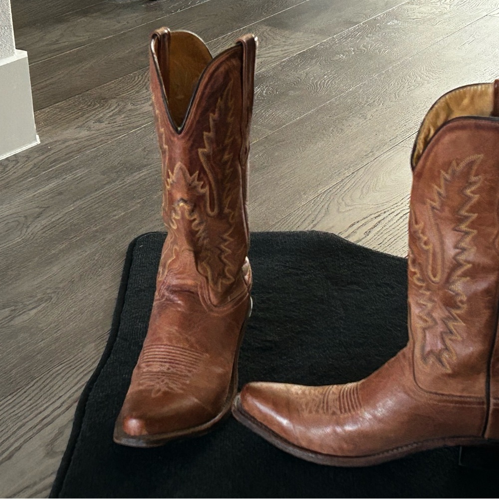 Vintage Western Cowboy Boots - Brown Leather